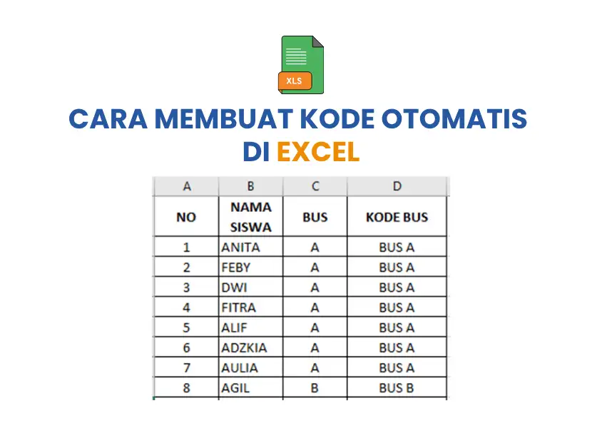 Cara membuat kode otomatis dengan fungsi string di Excel