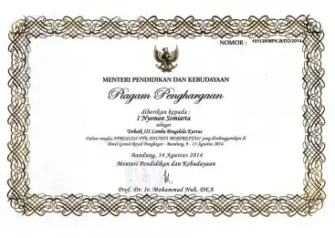 Piagam Juara III Nasional Pengelola Lembaga Kursus Piagam Juara III Nasional Pengelola Lembaga Kursus